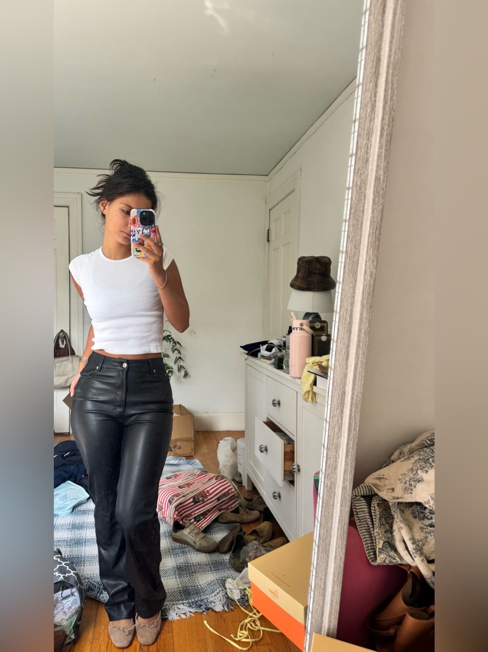 Zara Black Wide-Leg Faux Leather Pants
